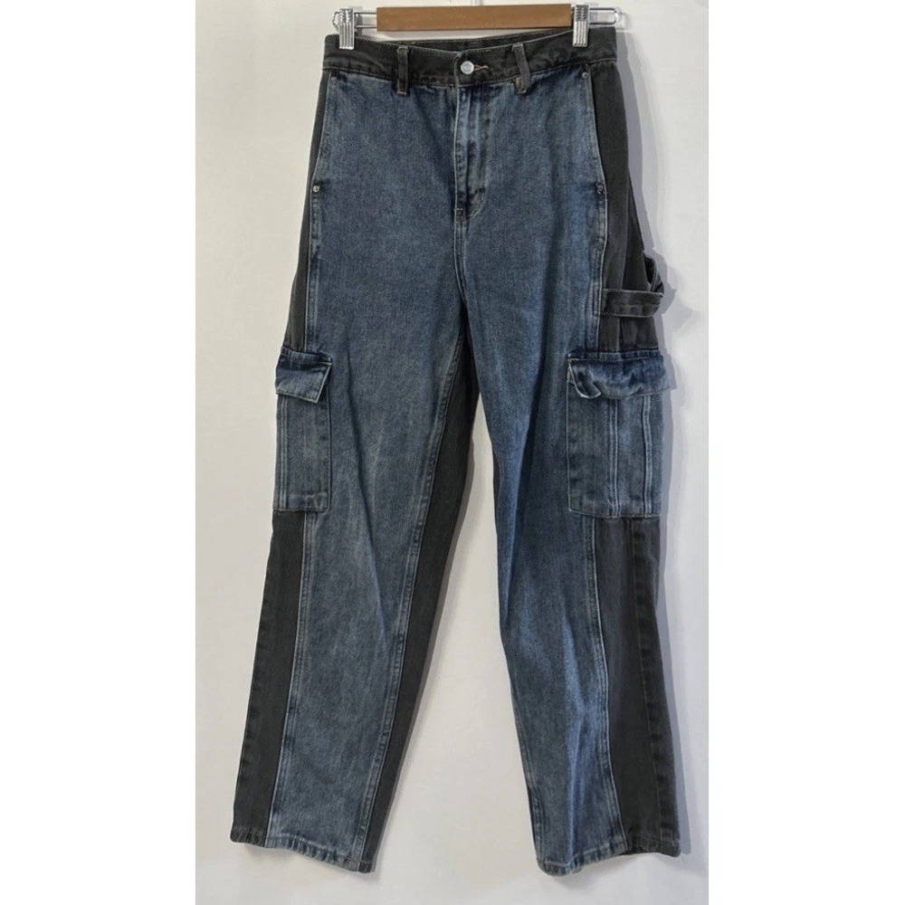 Women's Pacsun High Rise‎ Carpenter Jeans Cargo Sz 26 Y2K Two Tone Denim
